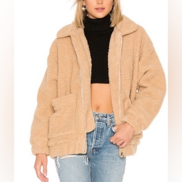 I.AM.GIA  Sherpa Teddy Pixie Oversize Jacket Size Small Caramel Color - Picture 1 of 14